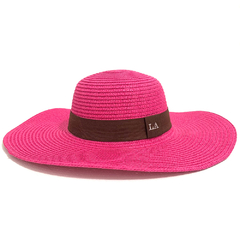 CHAPÉU FLOPPY FEMININO ROSA PINK FAIXA COM INICIAIS