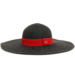 CHAPÉU FLOPPY FEMININO PRETO FAIXA COM INICIAIS