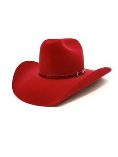 Chapéu Country Vermelho Aveludado Faixa de Couro