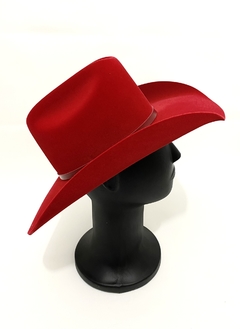 Chapéu Country Vermelho Aveludado Faixa de Couro - loja online