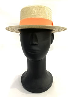 CHAPÉU PARIS FEMININO PALHA FAIXA NEON LARANJA COM INICIAIS - Força Feminina