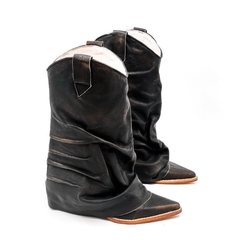 Bota Texana Corta de Cuero con Cinto Desmontable