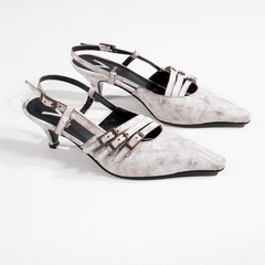 Stiletto de Cuero Taco Bajo