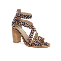 Sandalia de Cuero Fajas Cruzadas con Taco Medio - SC STORE CALZADOS