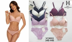 Conjunto Con Taza De Encaje Floreado Heat Underwear