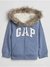 CASACO MOLETON GAP INFANTIL COM SHERPA AZUL MENINA