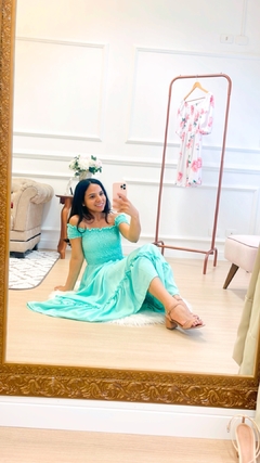 Vestido midi cor azul turquesa na internet