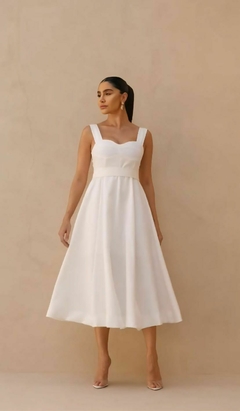 Vestido Midi com Alças Grossas e Decote Coração - comprar online