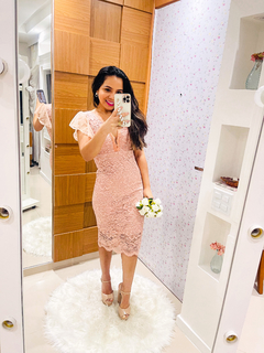 Vestido midi cor rose - comprar online