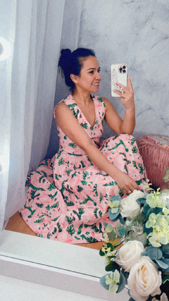 Vestido midi rosa flamingo - Shop Monelle