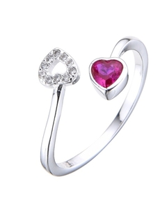 Anillo Corazones c/ Cubic Ajustable