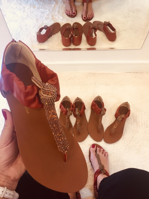 Rasteirinha em Couro Venetto Terra Cota