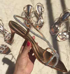 sandália cobre com cristal - comprar online