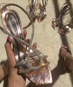 sandália cobre com cristal - loja online