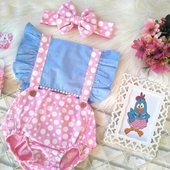 Jardineira Romper Galinha Pintadinha