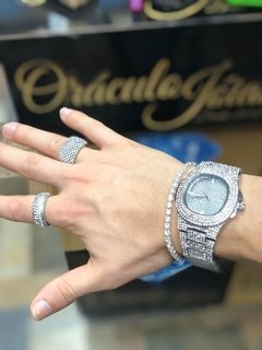 RELOGIO ICE CUBAN CRAVEJADO PRATA