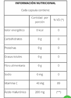 Pack X2 Ácido Hialurònico Vegetal Previene Arrugas Natier 50 capsulas - comprar online