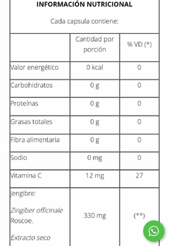 Jengibre Conecntrado Con Vitamina C Sistema Inmune Natier 50 capsulas - comprar online