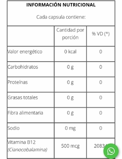 Vitamina B12 Máxima Concentración Natier Veganos Vegetarianos 50 capsulas - comprar online