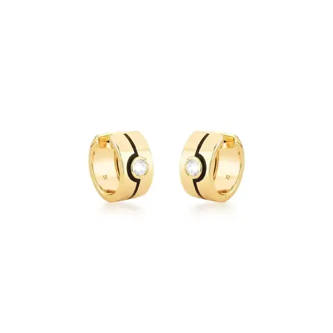 Argola esmaltada com cristal Banhada a ouro 18k