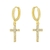 Brinco argola pingente cruz. Banhado a ouro 18k.