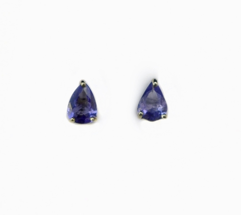 Brinco Stud Gota - Ouro 18k e Tanzanita natural