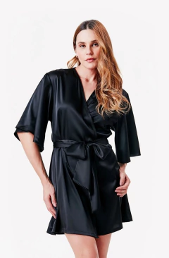 ROBE CURTO M/M CETIM MY BASICS PRETO - JOGÊ - comprar online