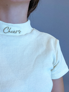 Cropped gola alta canelado cheers - comprar online