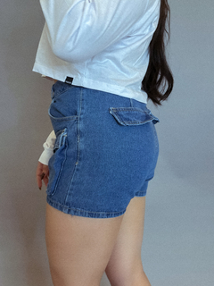 Shorts jeans cargo denim medio na internet
