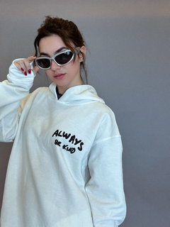 Blusa moletom over unissex capuz always be kind na internet