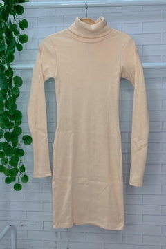 vestido canelado gola alta na internet
