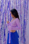 Cropped manga longa frufru tule