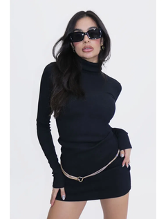 vestido canelado gola alta na internet