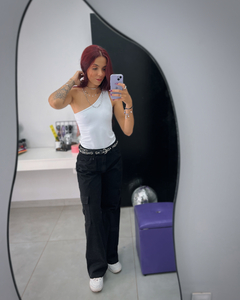 Calça cargo wide leg preta na internet