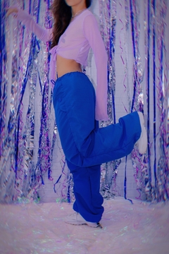 Calça parachutes cordão tactel azul