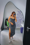 Vestido fenda Scarlett cinza