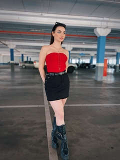 Corset sem alça lace up vermelho - comprar online