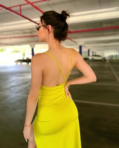 Vestido fenda Scarlett verde lima - comprar online