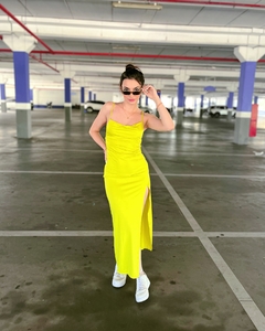 Vestido fenda Scarlett verde lima na internet