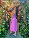 Vestido fenda Scarlett rosa chiclete