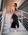 Vestido babe abertura costas midi
