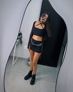 Saia basic w/ drapeado poliamida - comprar online