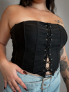 Corset sem alça lace up preto