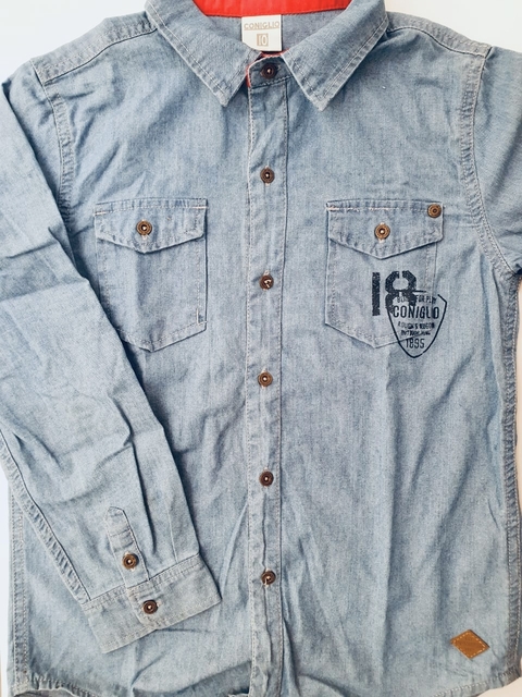 Camisa de jean cuello rojo Coniglio 10a(1829