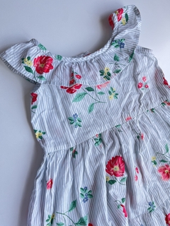 Vestido volados lineas celestes y flores Poim t3a(200) - comprar online