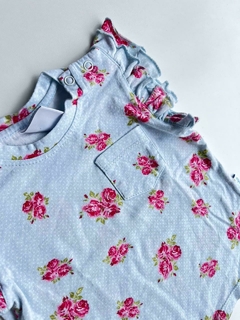 Remera celeste rosas Cheeky 9m (134) - comprar online