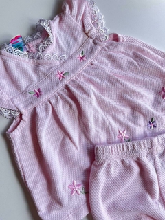 Duo rosa vestido y cubrepañal rosa bordado LIttle Lindsey 0-6m (201) - comprar online