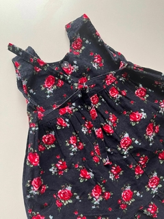 Vestido de corderoy negro de rosas Angelea 1a (04) - comprar online