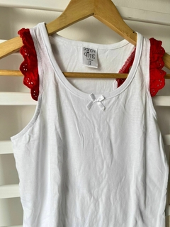 Musculosa blanca broderi rojo Pandy t12a(278) - comprar online