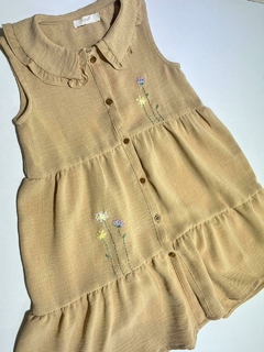 Vestido marron bordado Gro t4a (333)